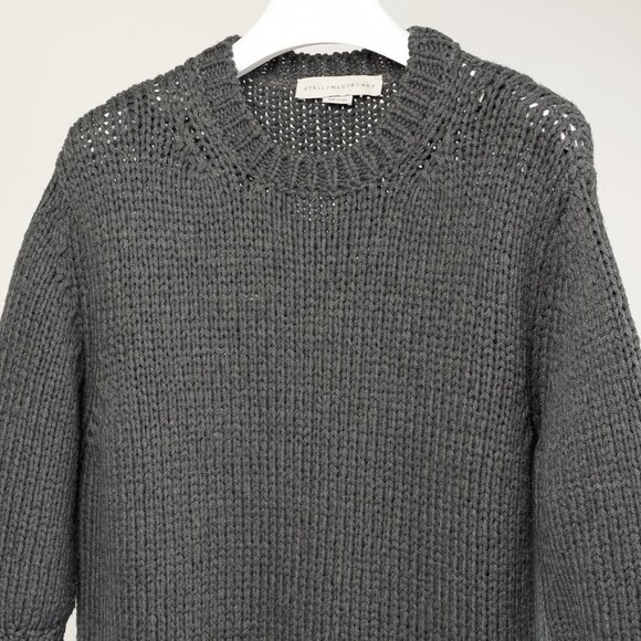 Stella McCartney Grey Oversized Crochet Trim Knit Sweater - Picture 4 of 12